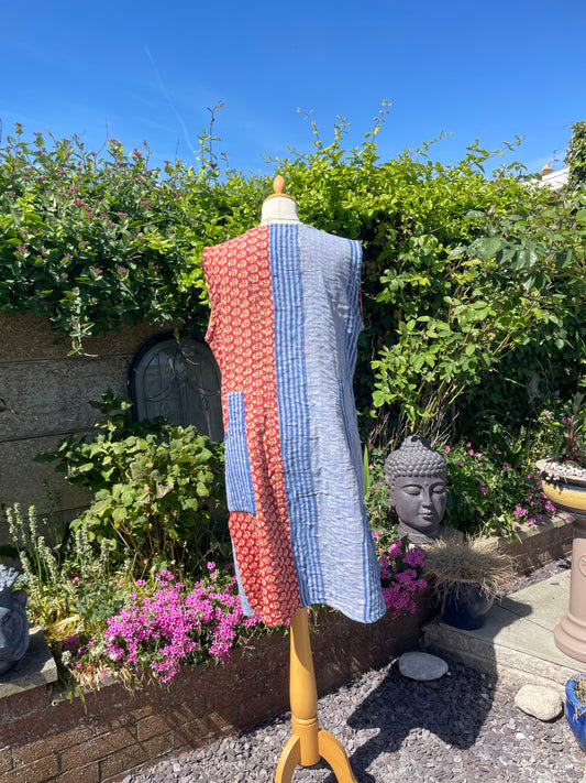 Vintage Reversible Kantha Straight Midi Dress
