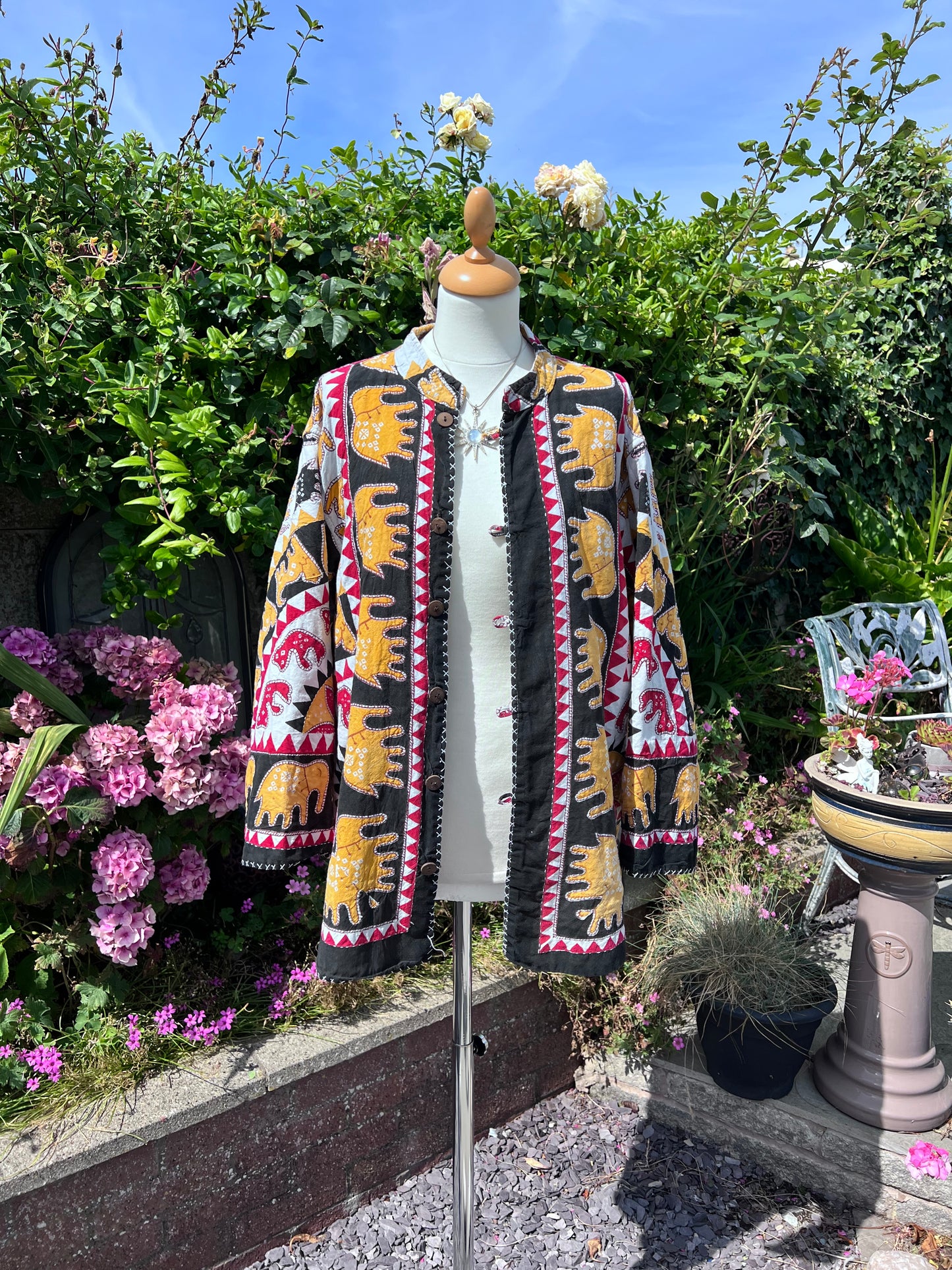 Vintage Indian Kantha Elephant Jacket Size S/M