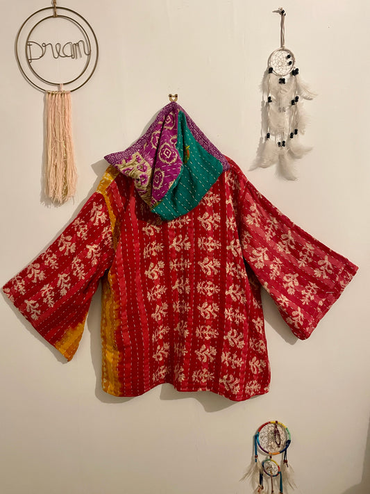 Unisex Vintage Kantha Hooded Jacket