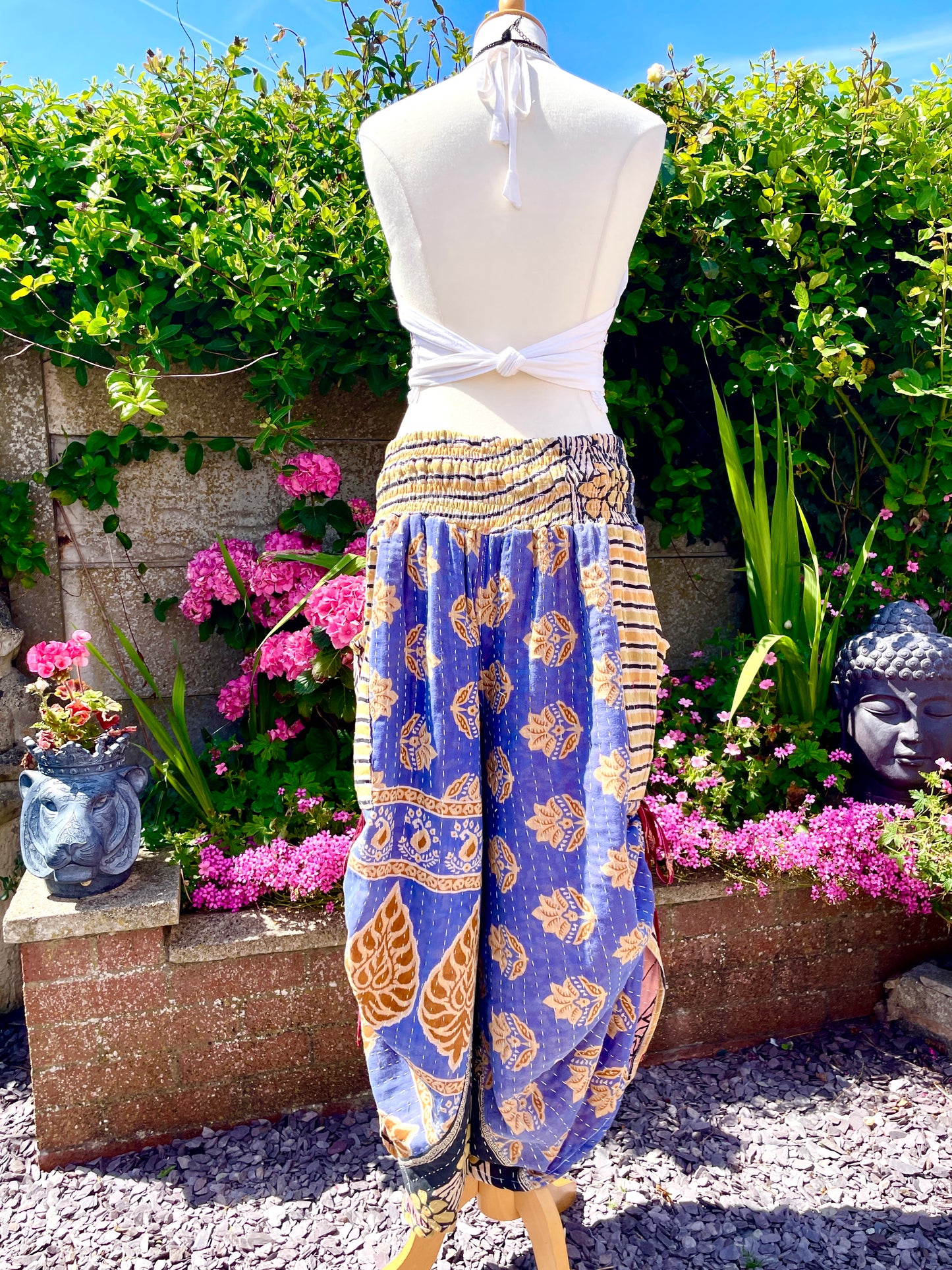 Vintage Kantha Cinched Palazzo Pants