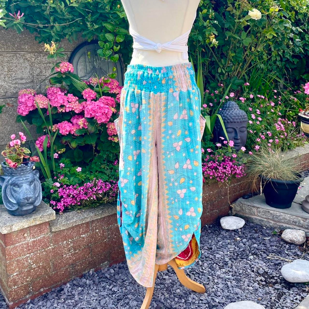Vintage Kantha Cinched Palazzo Pants