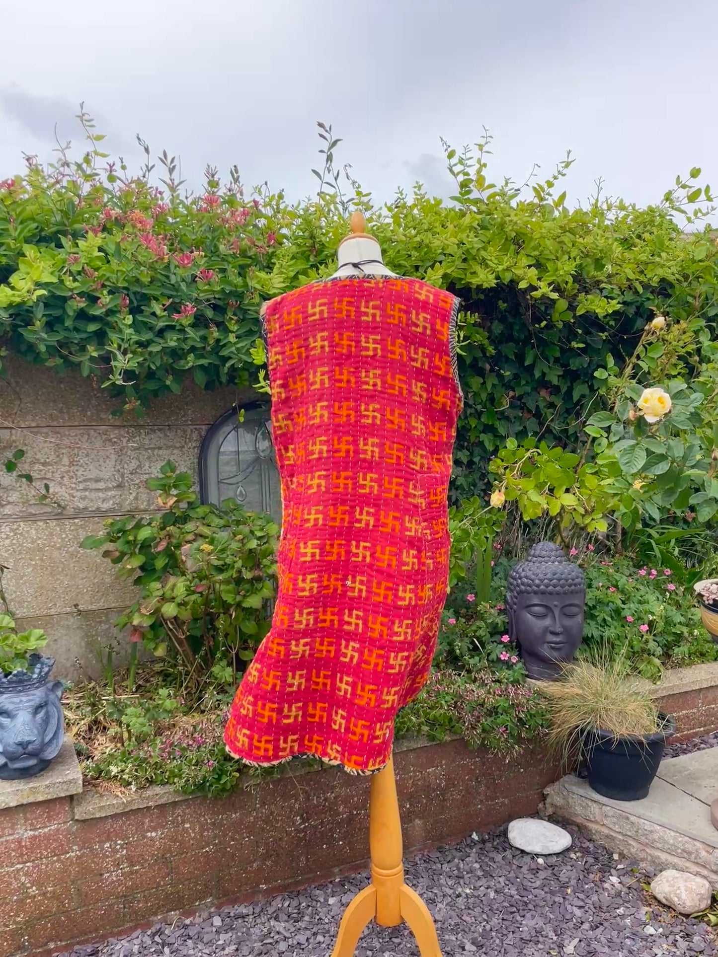 Vintage Reversible Kantha Straight Midi Dress