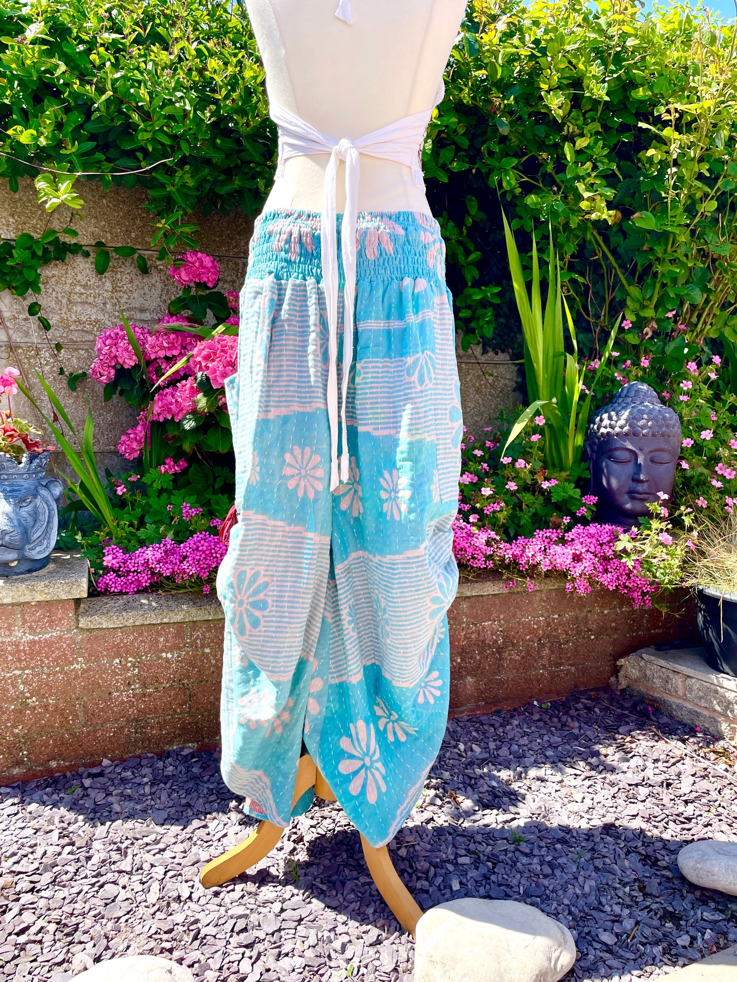 Vintage Kantha Cinched Palazzo Pants