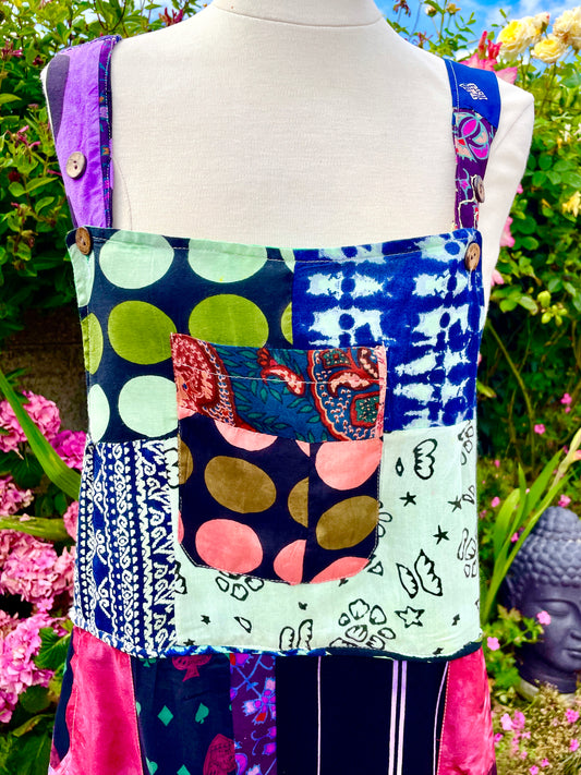 Indian Patchwork Dungaree Shorts/Playsuit