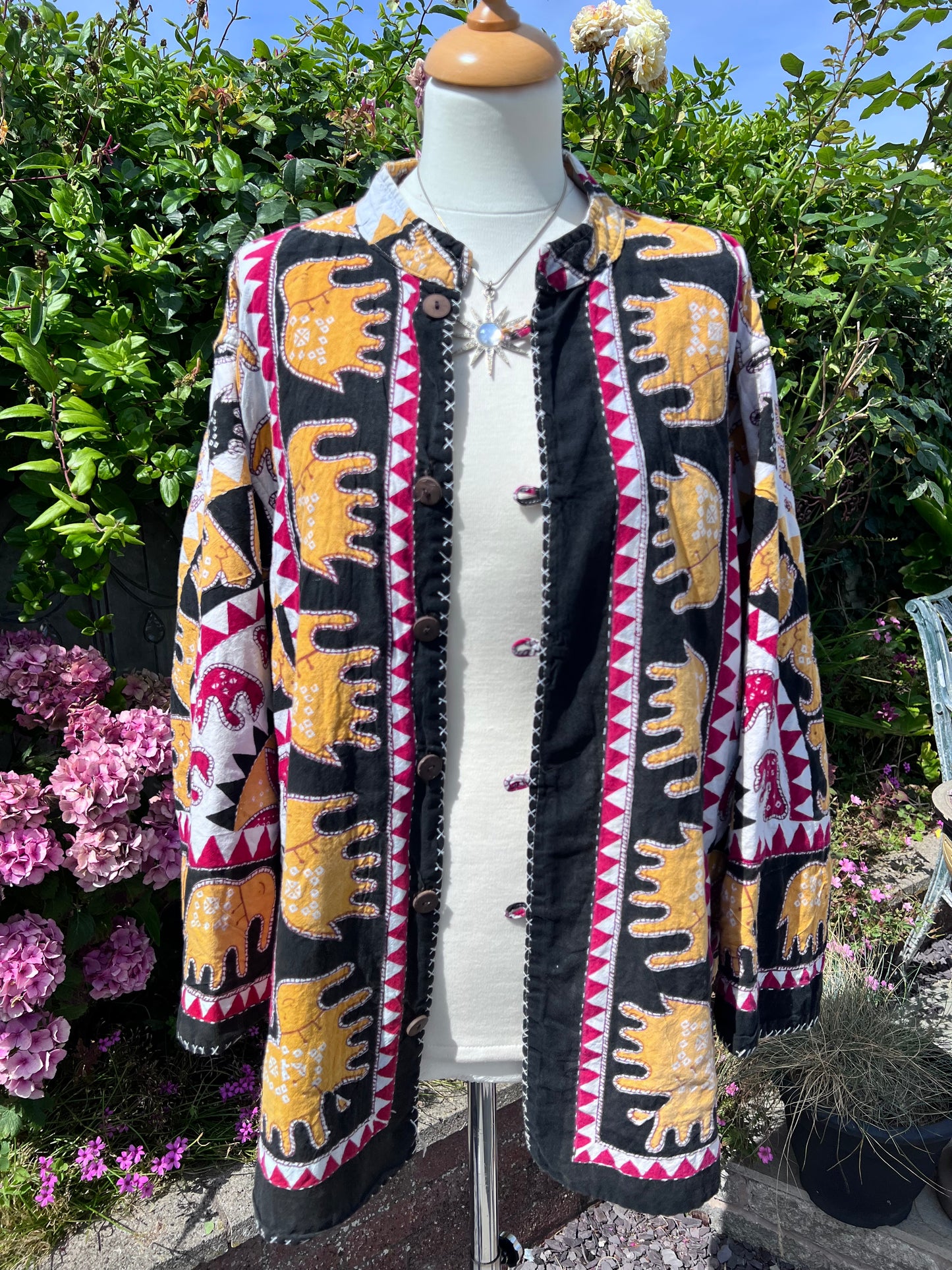 Vintage Indian Kantha Elephant Jacket Size S/M