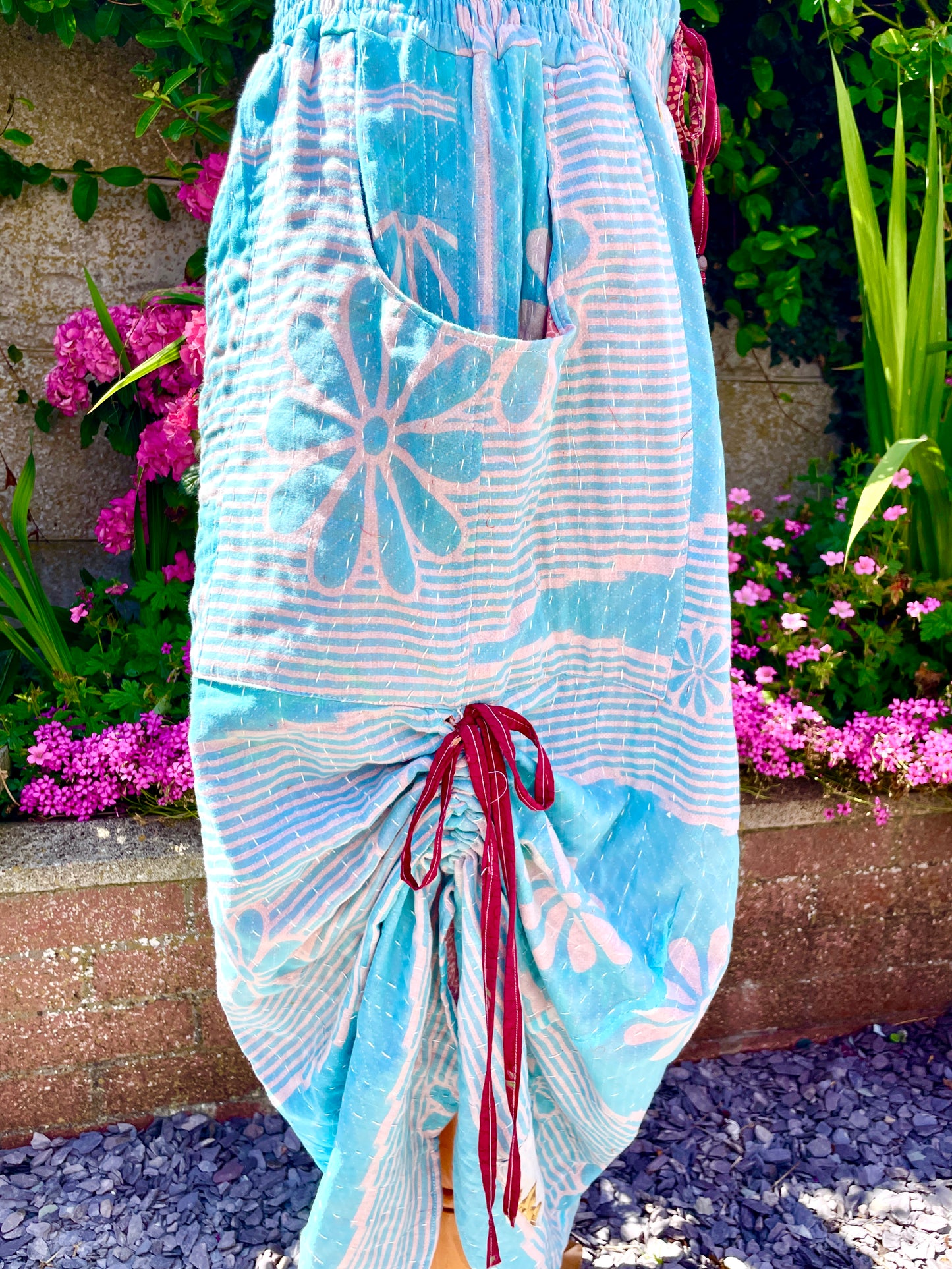 Vintage Kantha Cinched Palazzo Pants