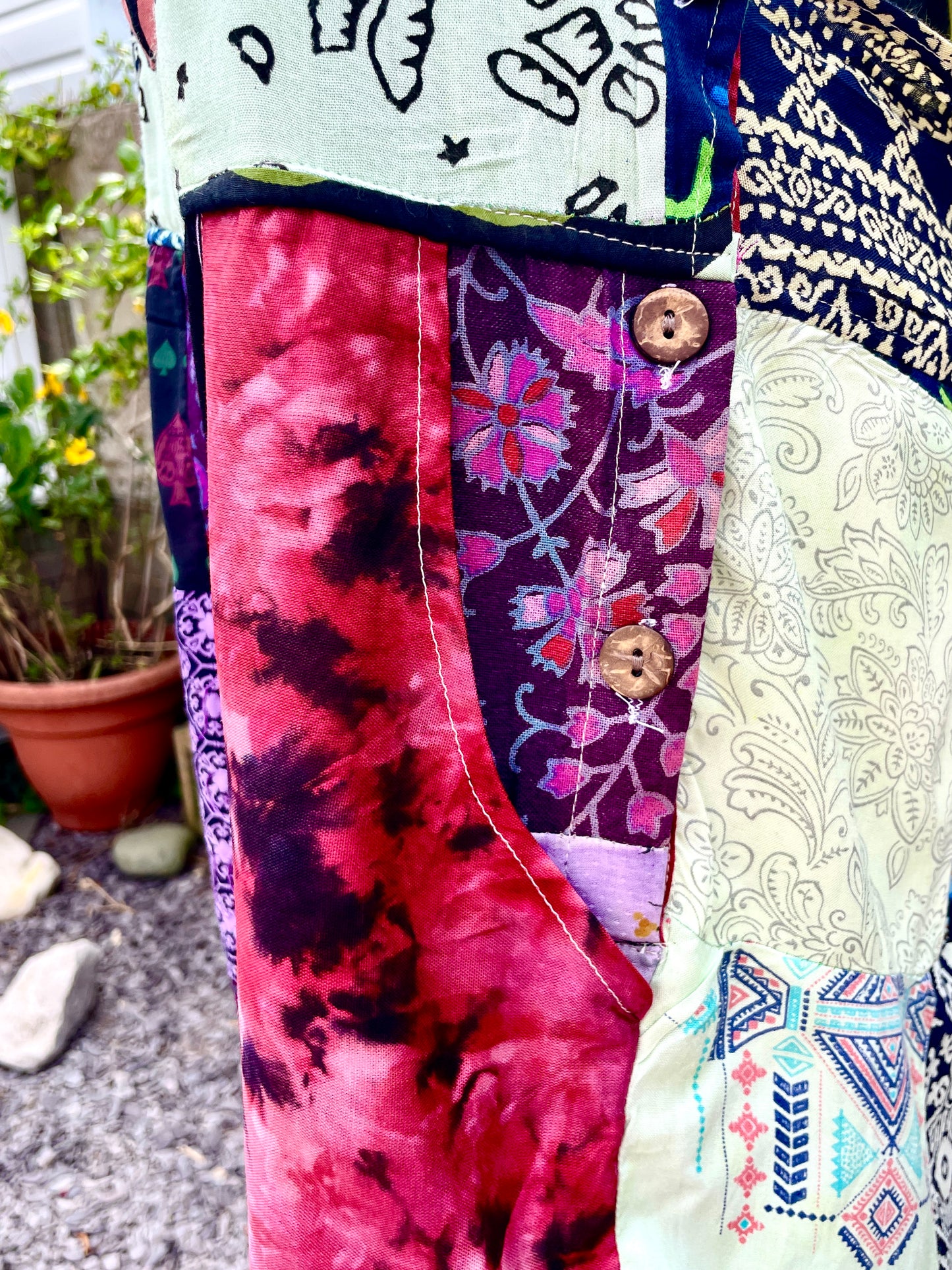 Indian Patchwork Dungaree Shorts/Playsuit