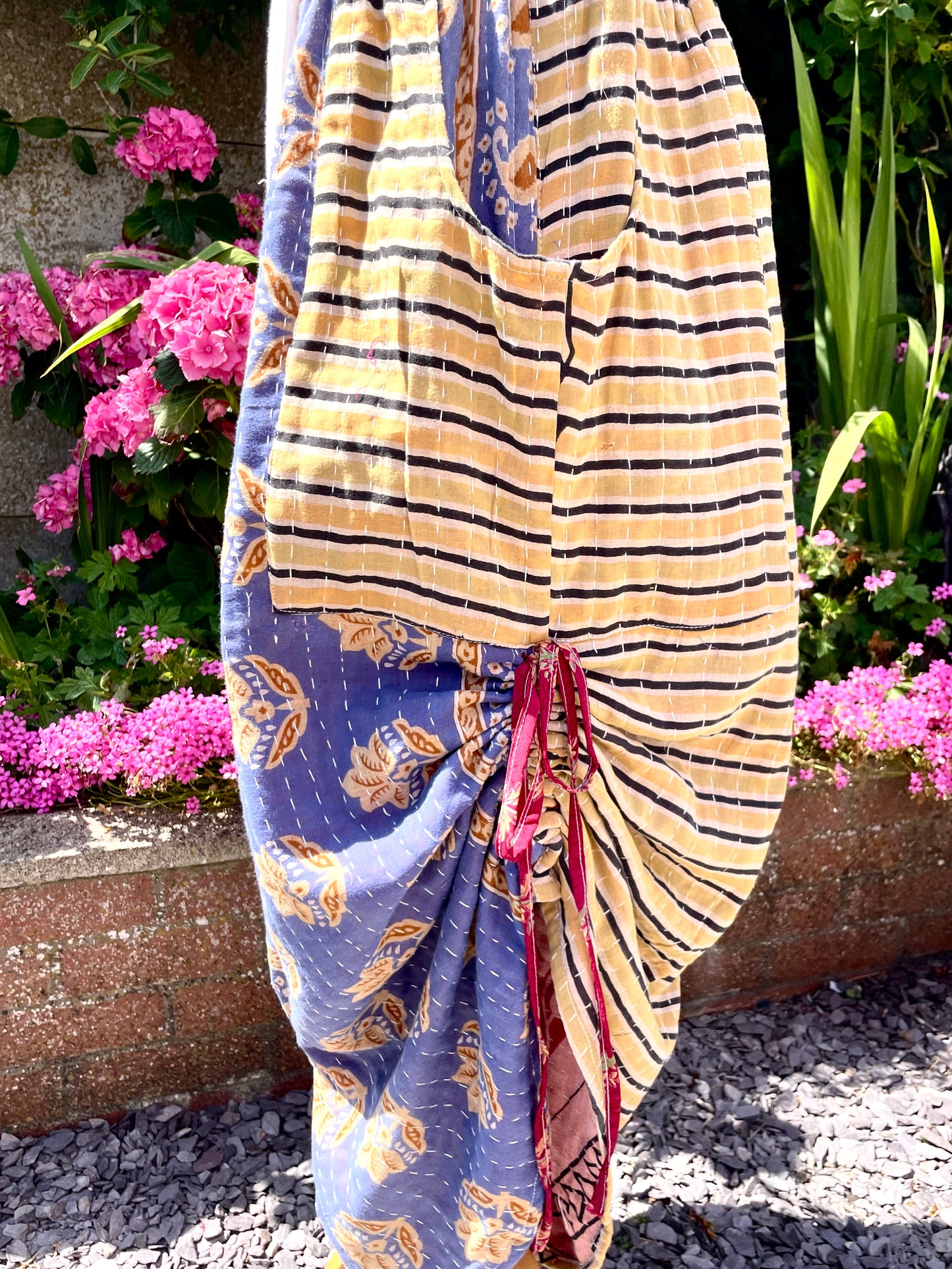 Vintage Kantha Cinched Palazzo Pants