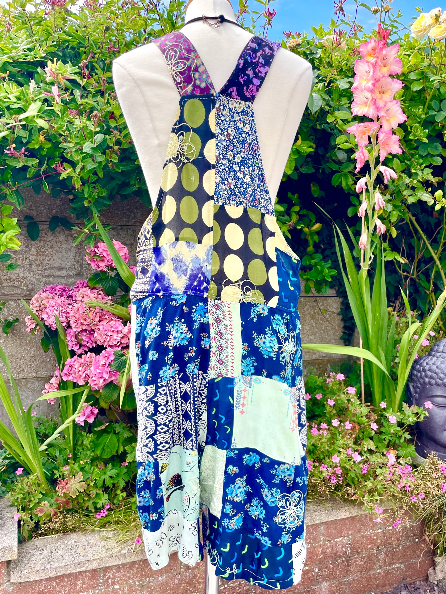 Indian Patchwork Dungaree Shorts/Playsuit