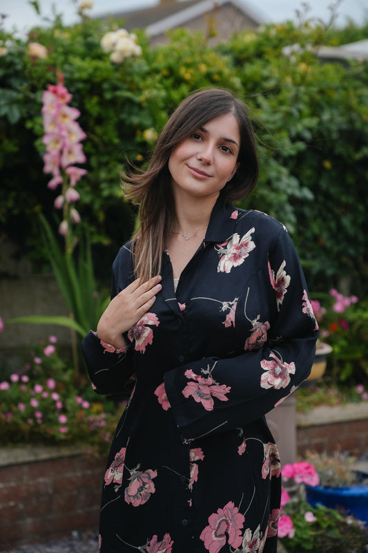 Vintage Floral Shirt Dress