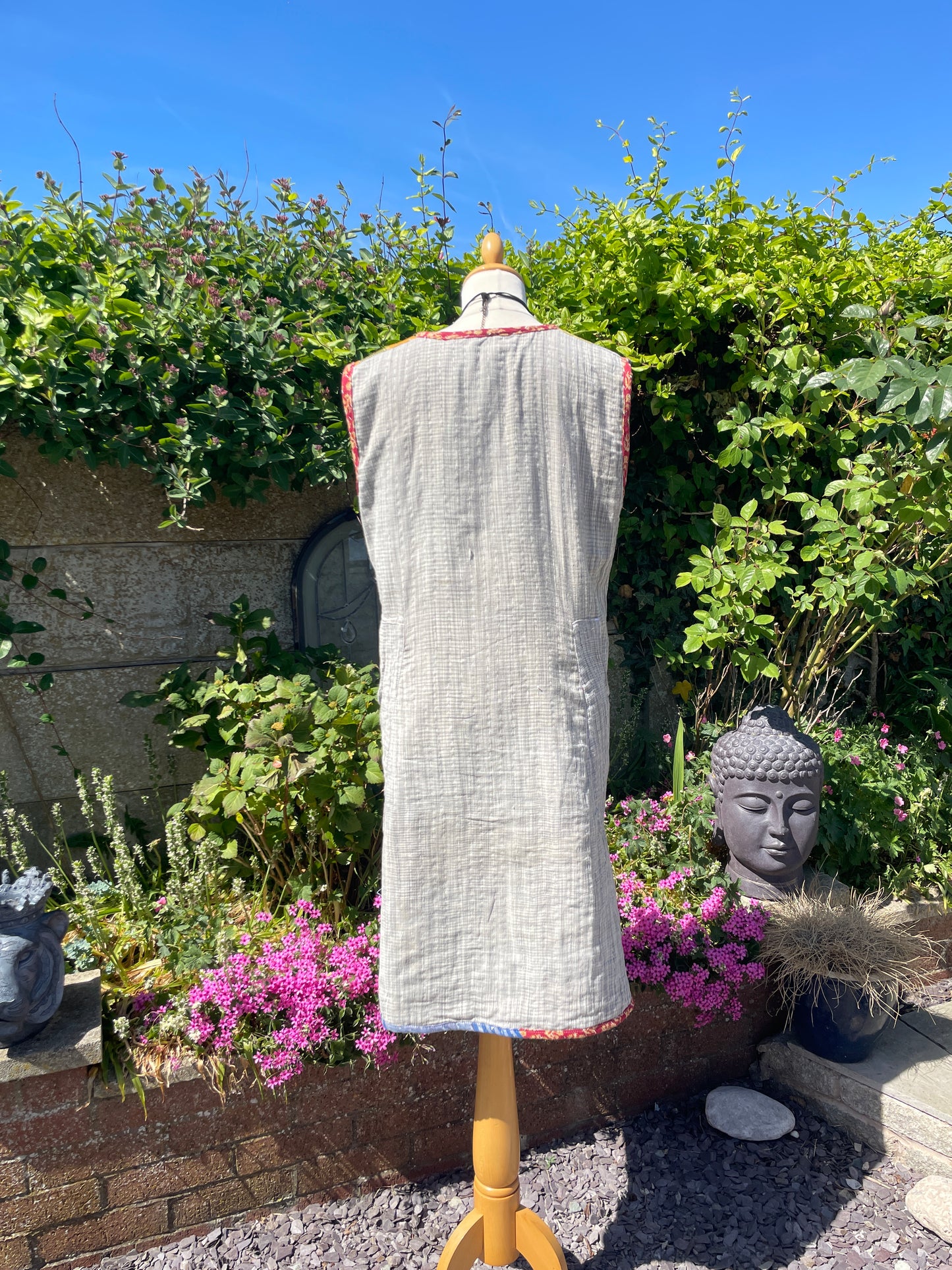 Vintage Reversible Kantha Straight Midi Dress