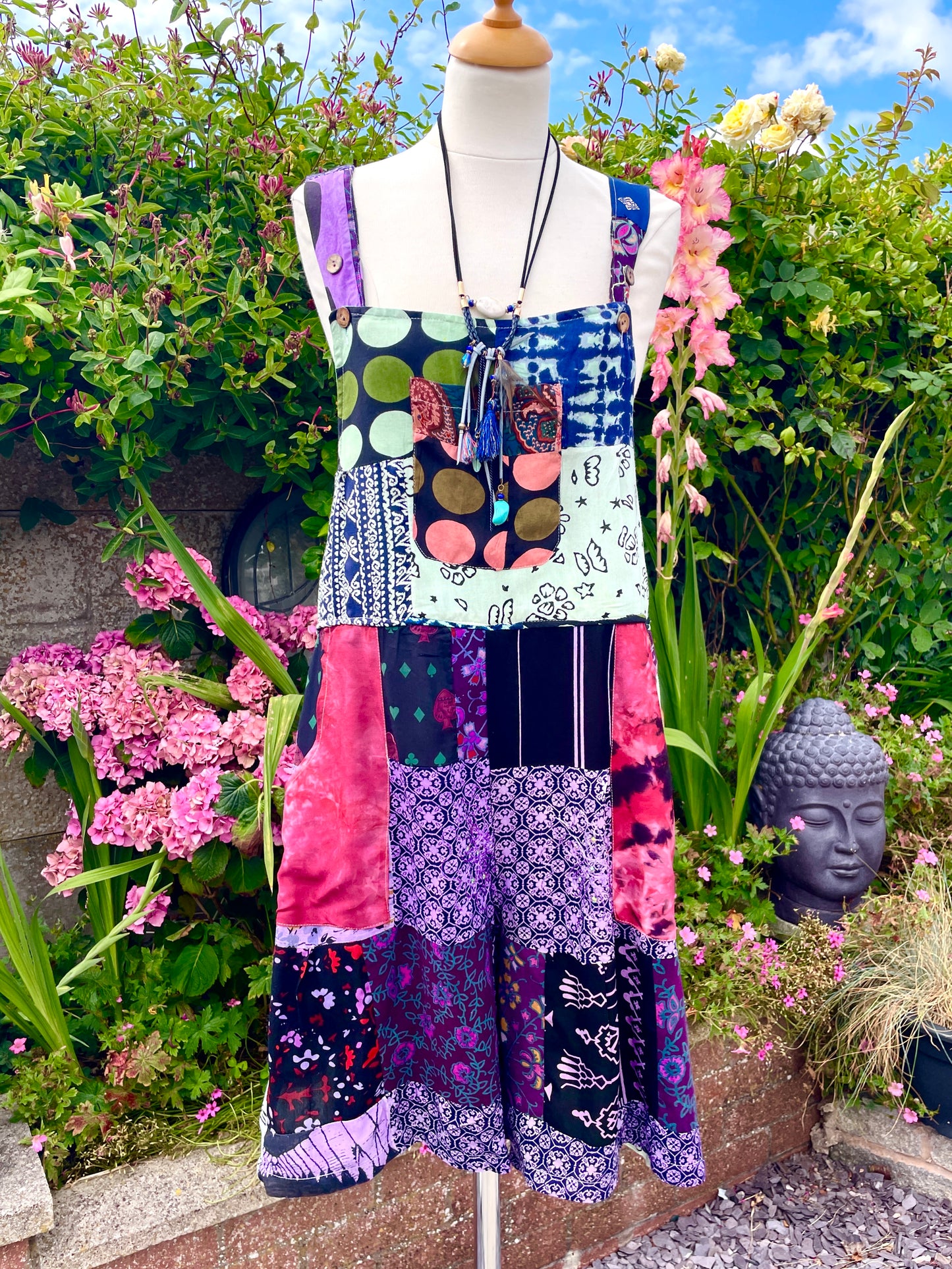 Indian Patchwork Dungaree Shorts/Playsuit