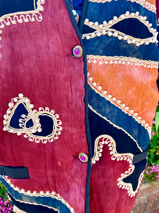 Unisex Vintage Batik Quilted Jacket