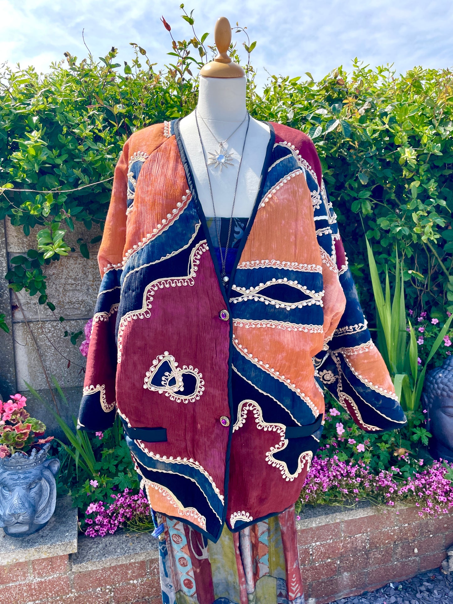 Unisex Vintage Batik Quilted Jacket