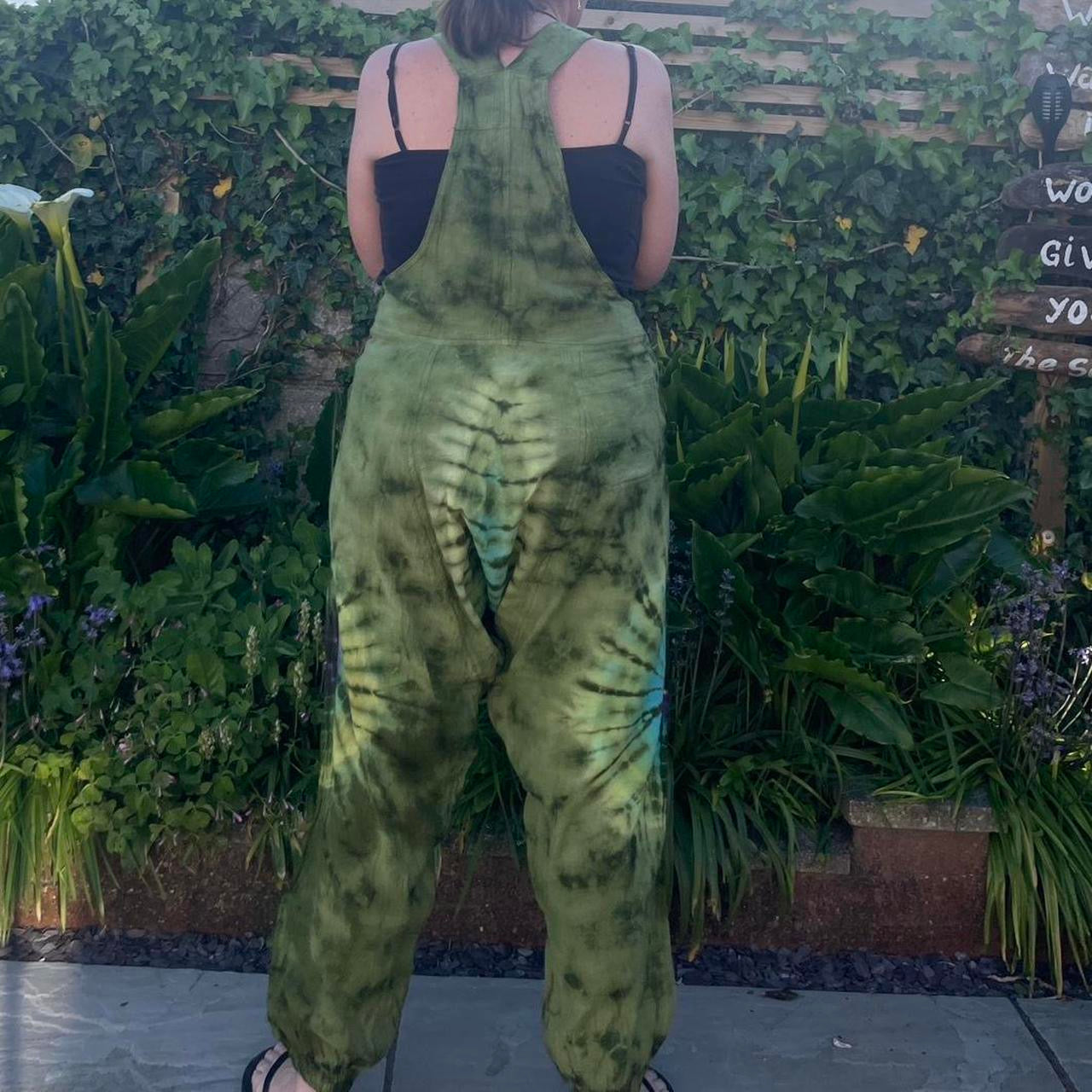 Indian Tie Dye Dungarees Drop Crotch, Stonewashed