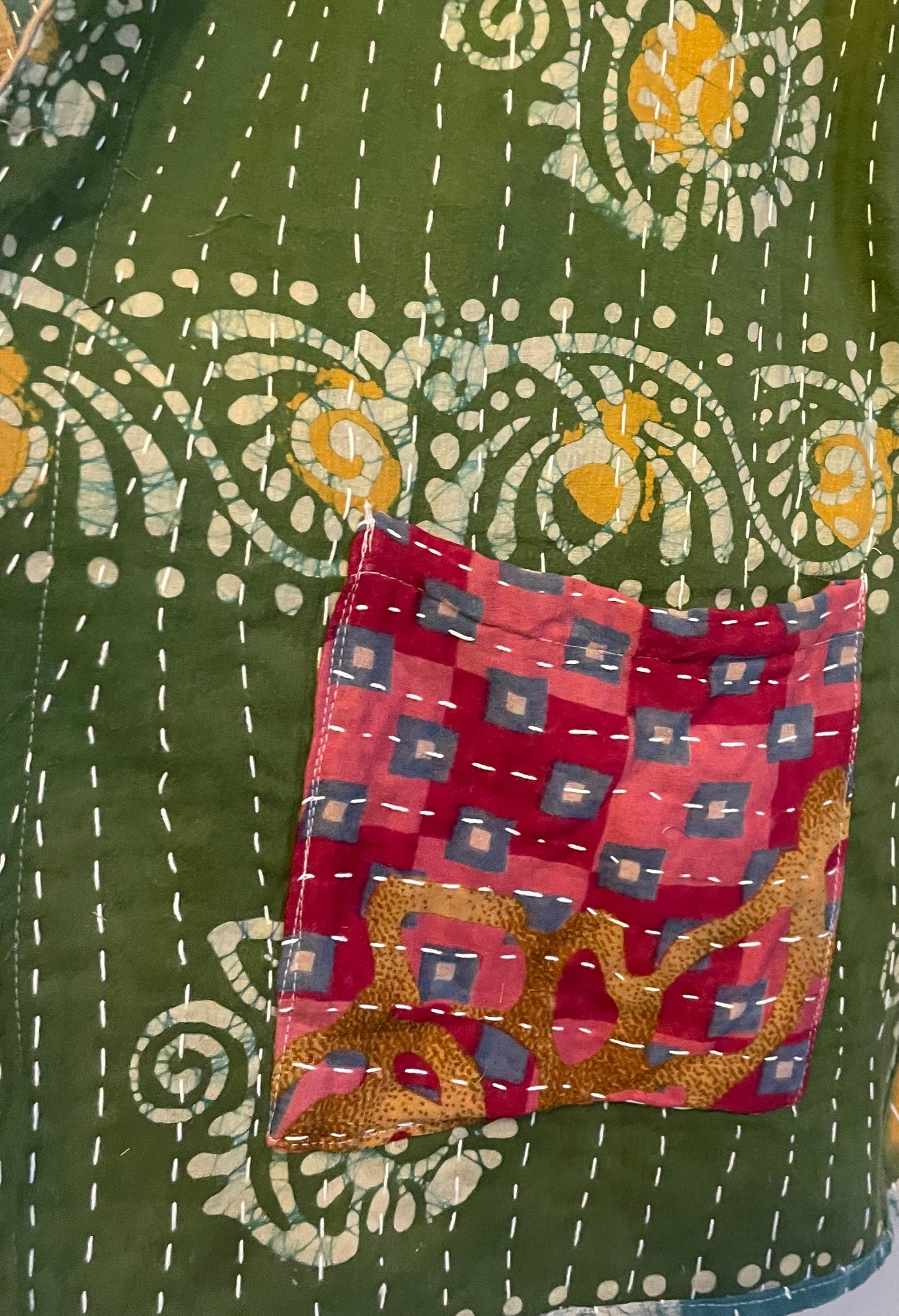 Vintage Reversible Kantha Hooded Jacket Unisex