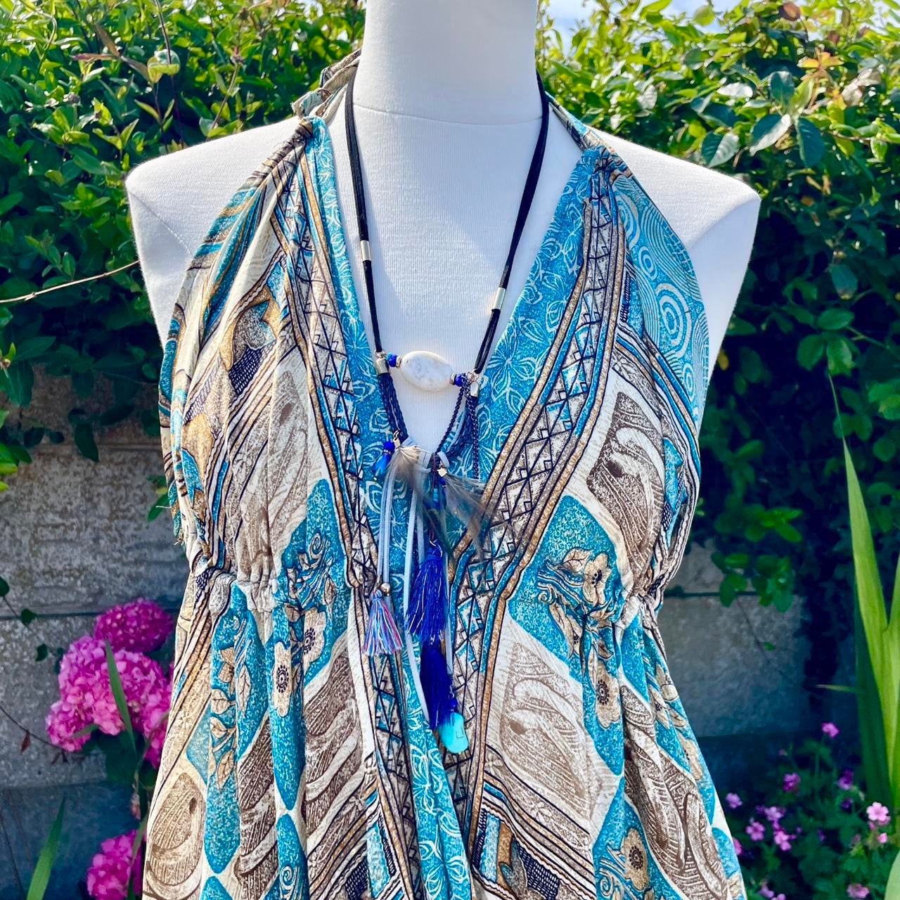 Recycled Sari Halter Neck Dress
