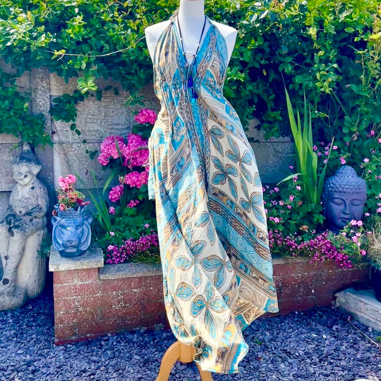 Recycled Sari Halter Neck Dress