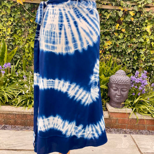 Indigo Tie-Dye Wrap Skirt