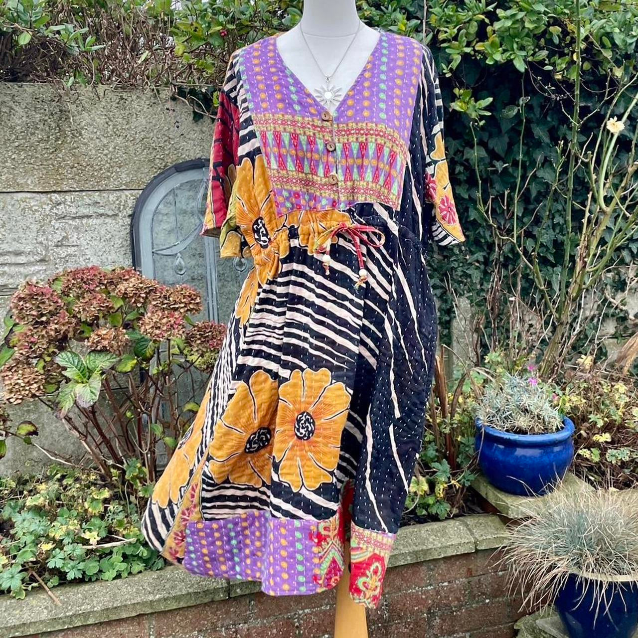 Vintage Indian Kantha Midi Dress