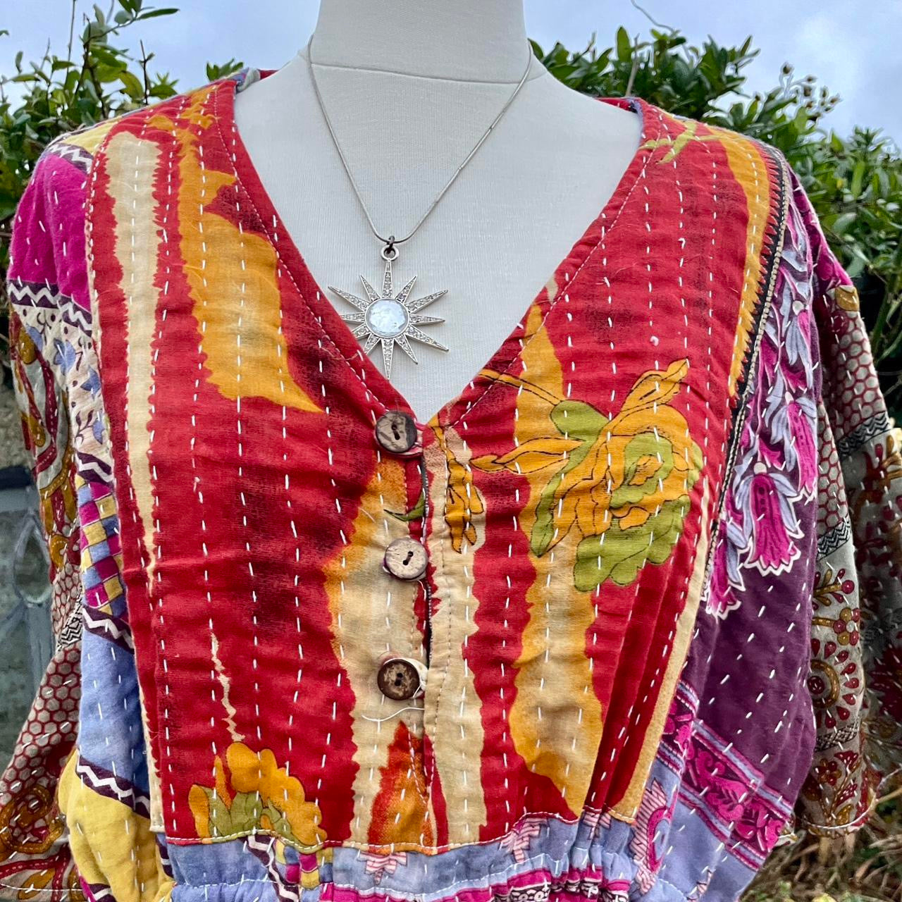Vintage Indian Kantha Midi Dress