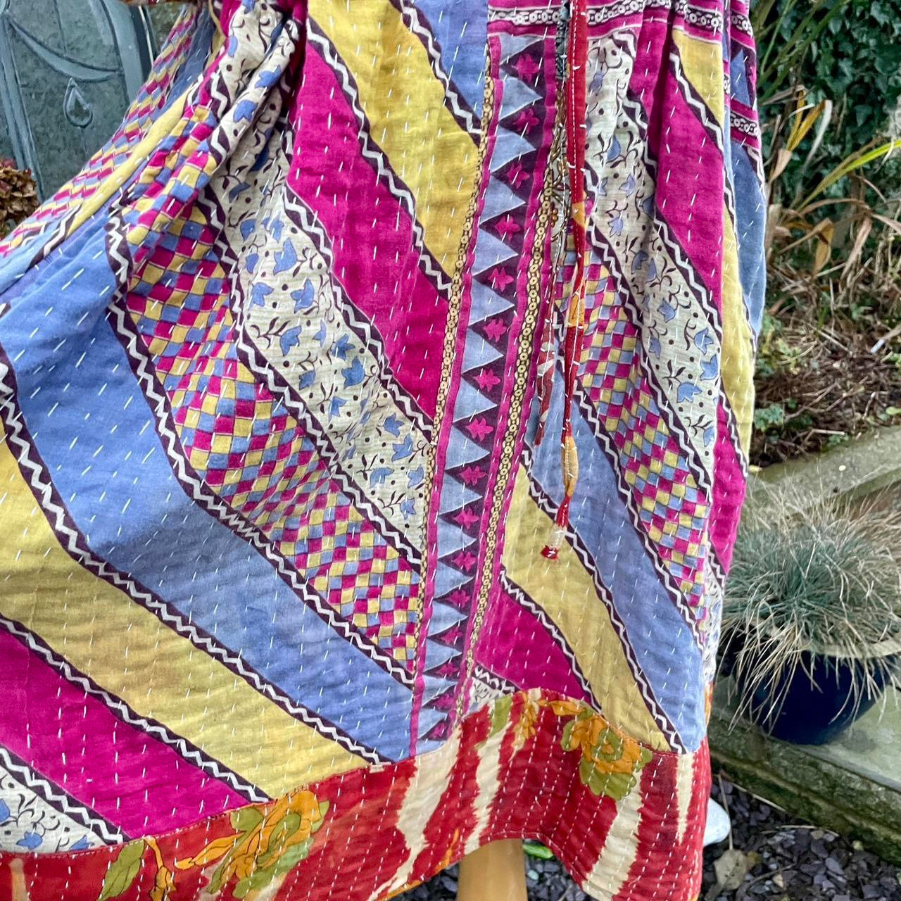 Vintage Indian Kantha Midi Dress