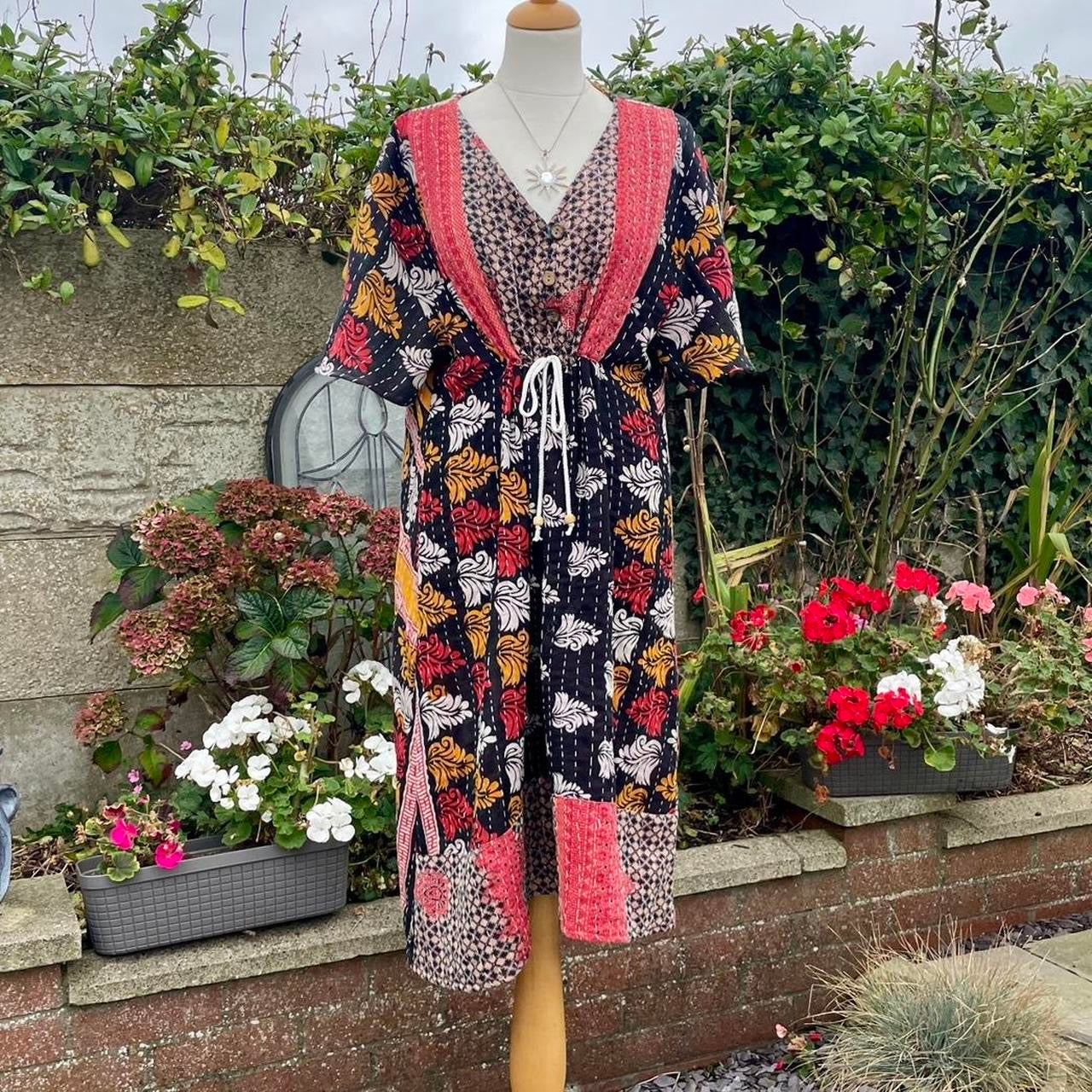 Vintage Indian Kantha Midi Dress