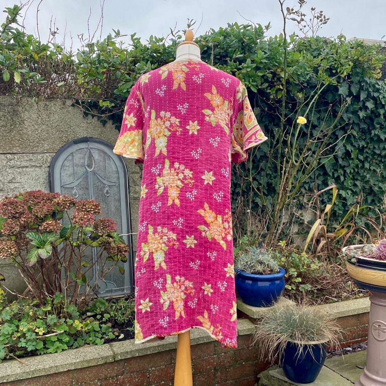 Vintage Reversible Indian Kantha Midi Dress