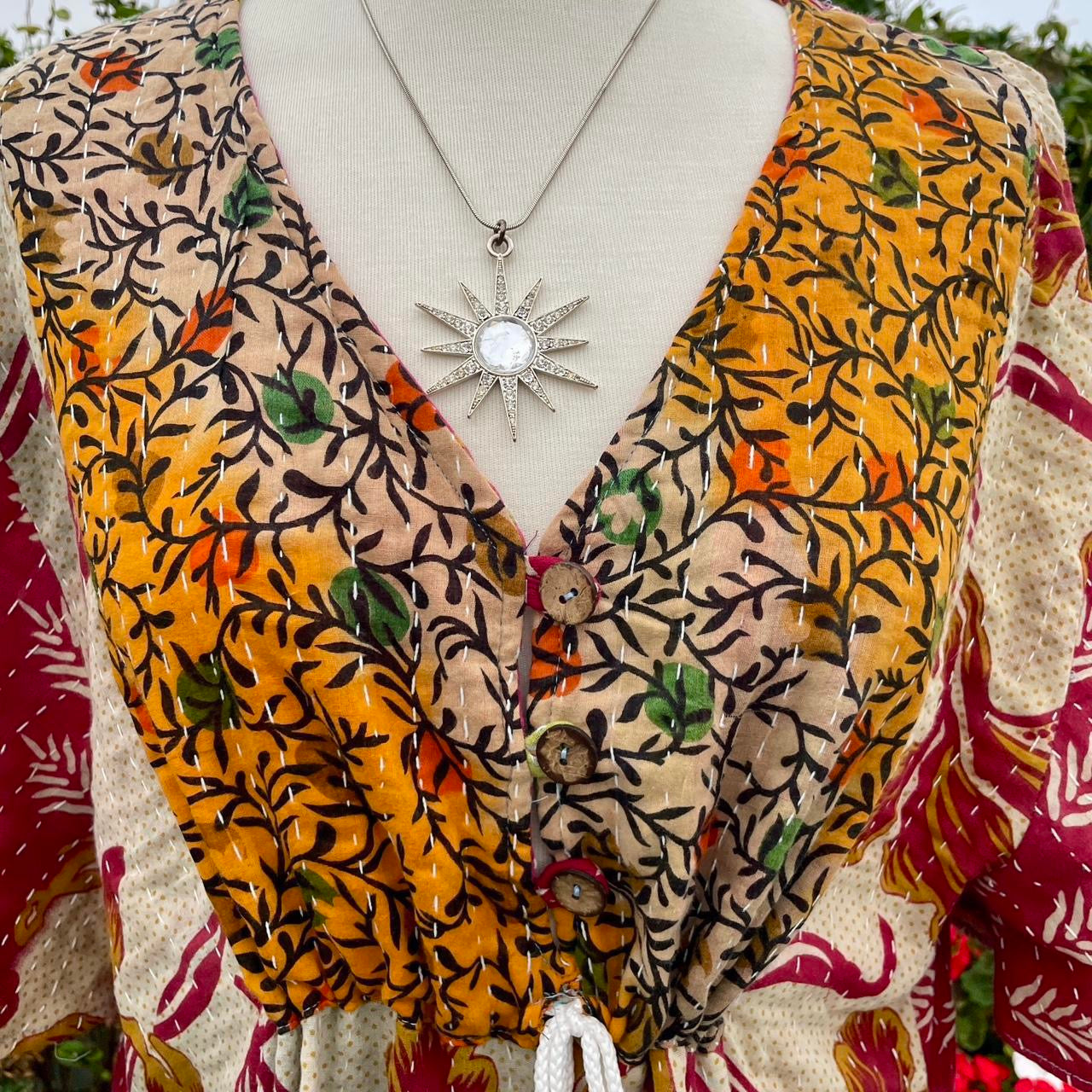 Vintage Reversible Indian Kantha Midi Dress
