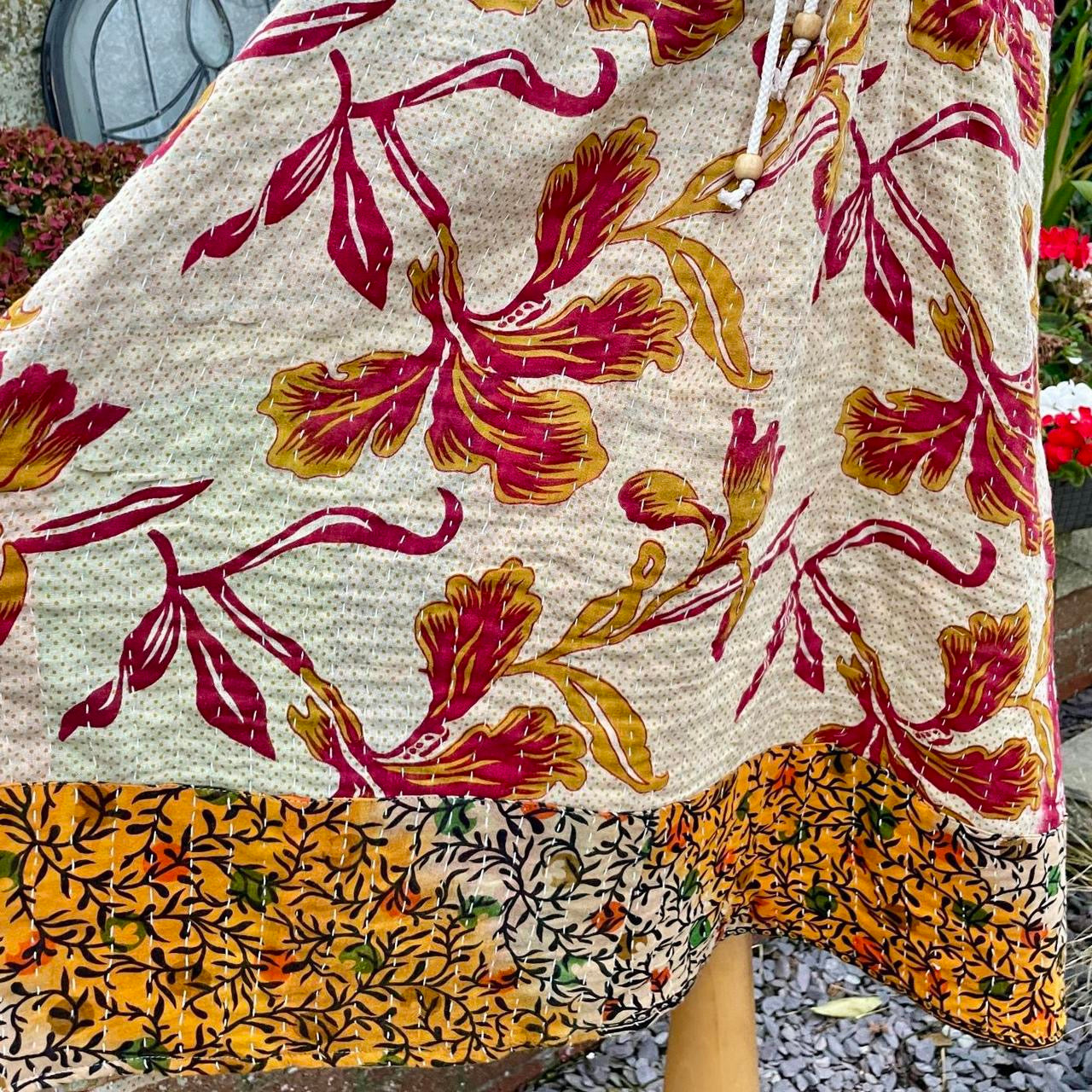 Vintage Reversible Indian Kantha Midi Dress
