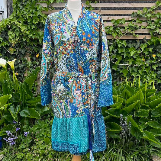 Kantha Robe with Sari Frill