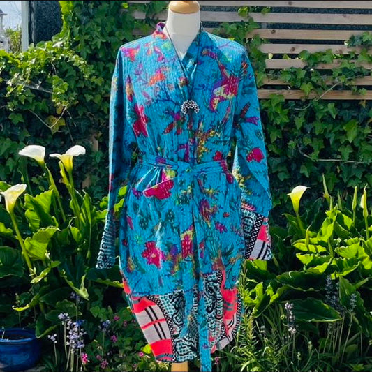 Kantha Robe with Sari Frill