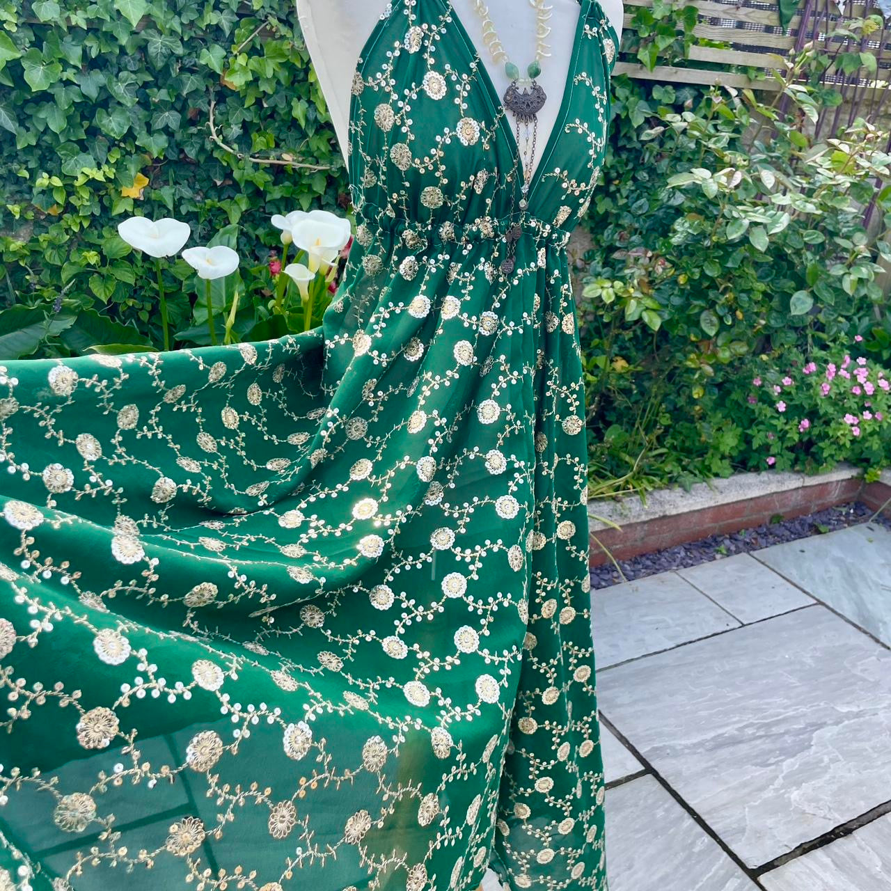 Halterneck Silk Sari Dress Recycled