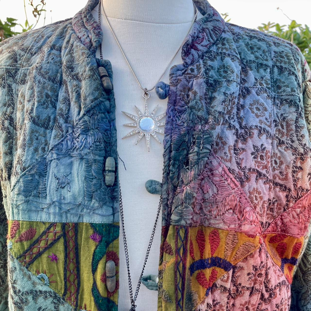 Vintage Tie Dye Embroidered Patchwork Jacket