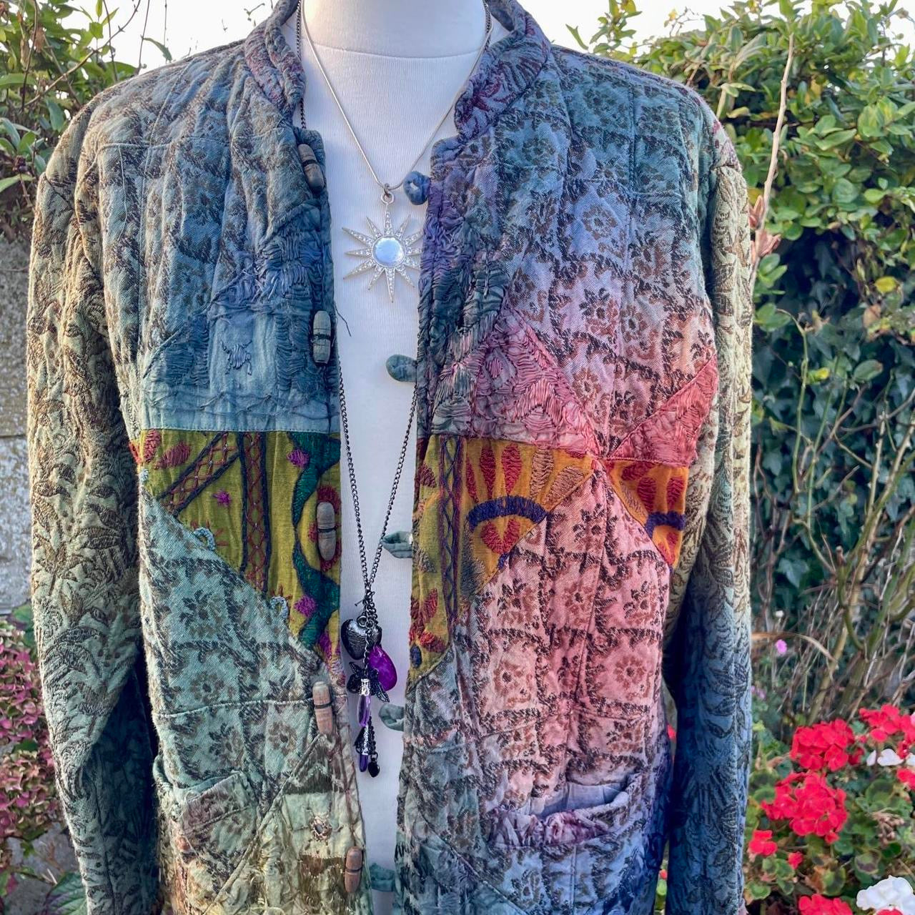 Vintage Tie Dye Embroidered Patchwork Jacket