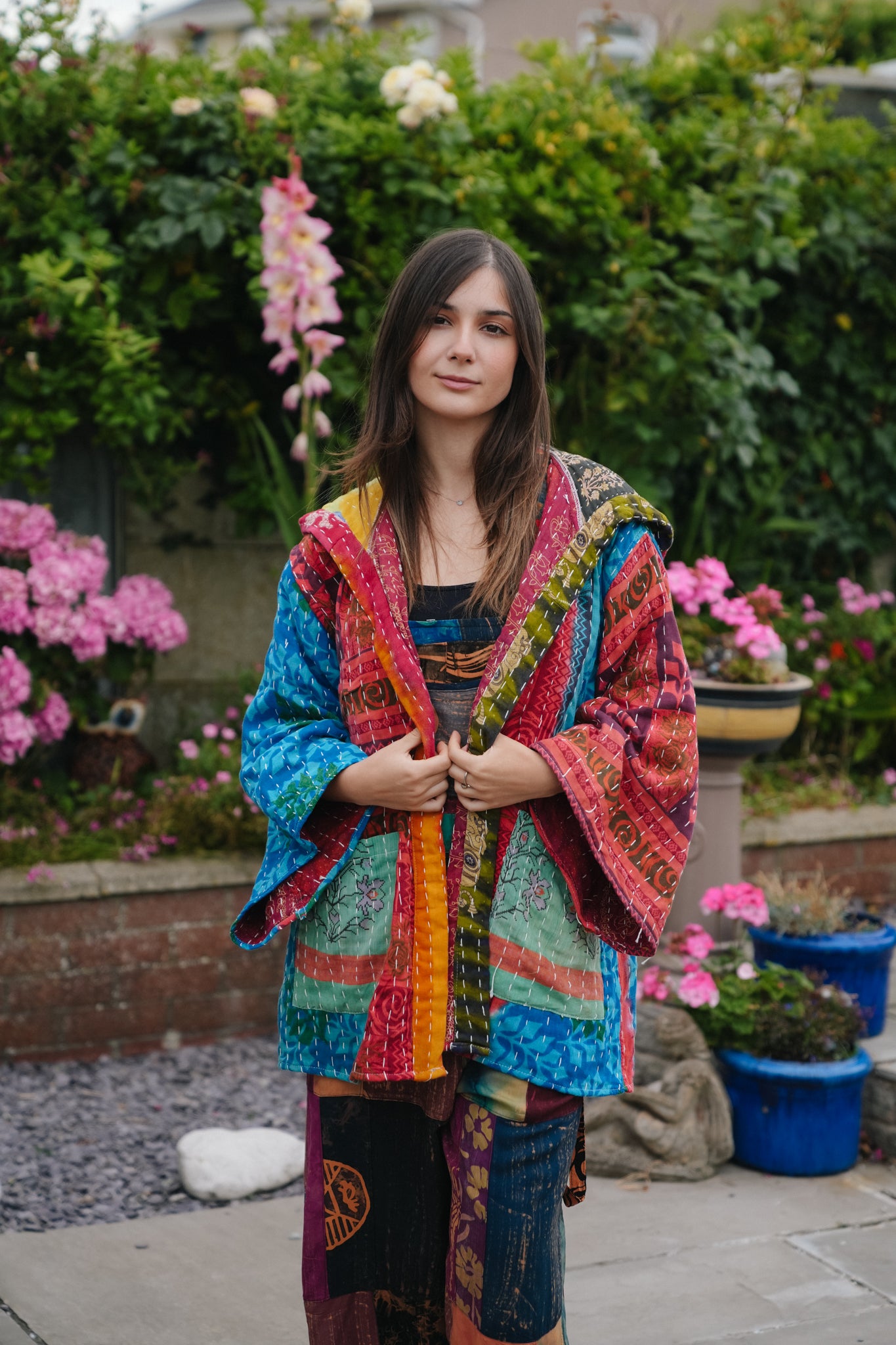 Unisex Vintage Kantha Hooded Jacket
