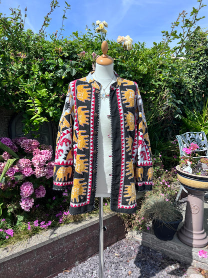 Vintage Indian Kantha Elephant Jacket Size S/M