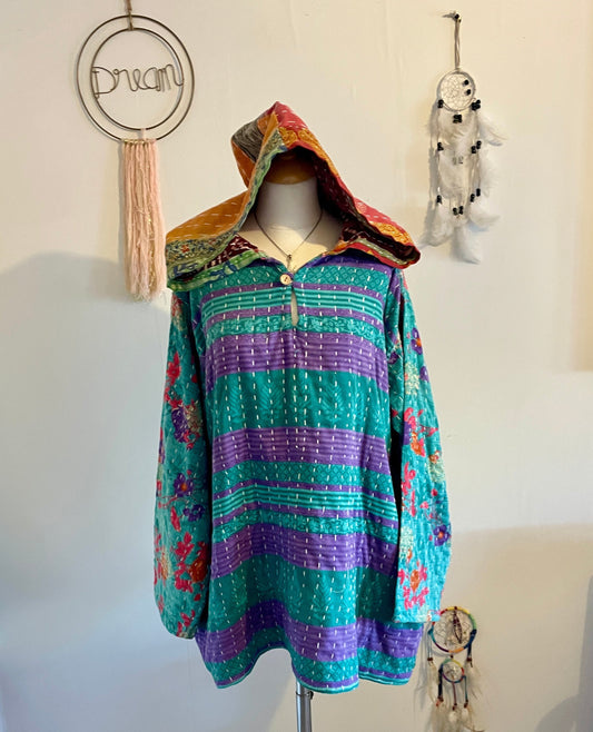 Vintage Reversible Kantha Hoodie