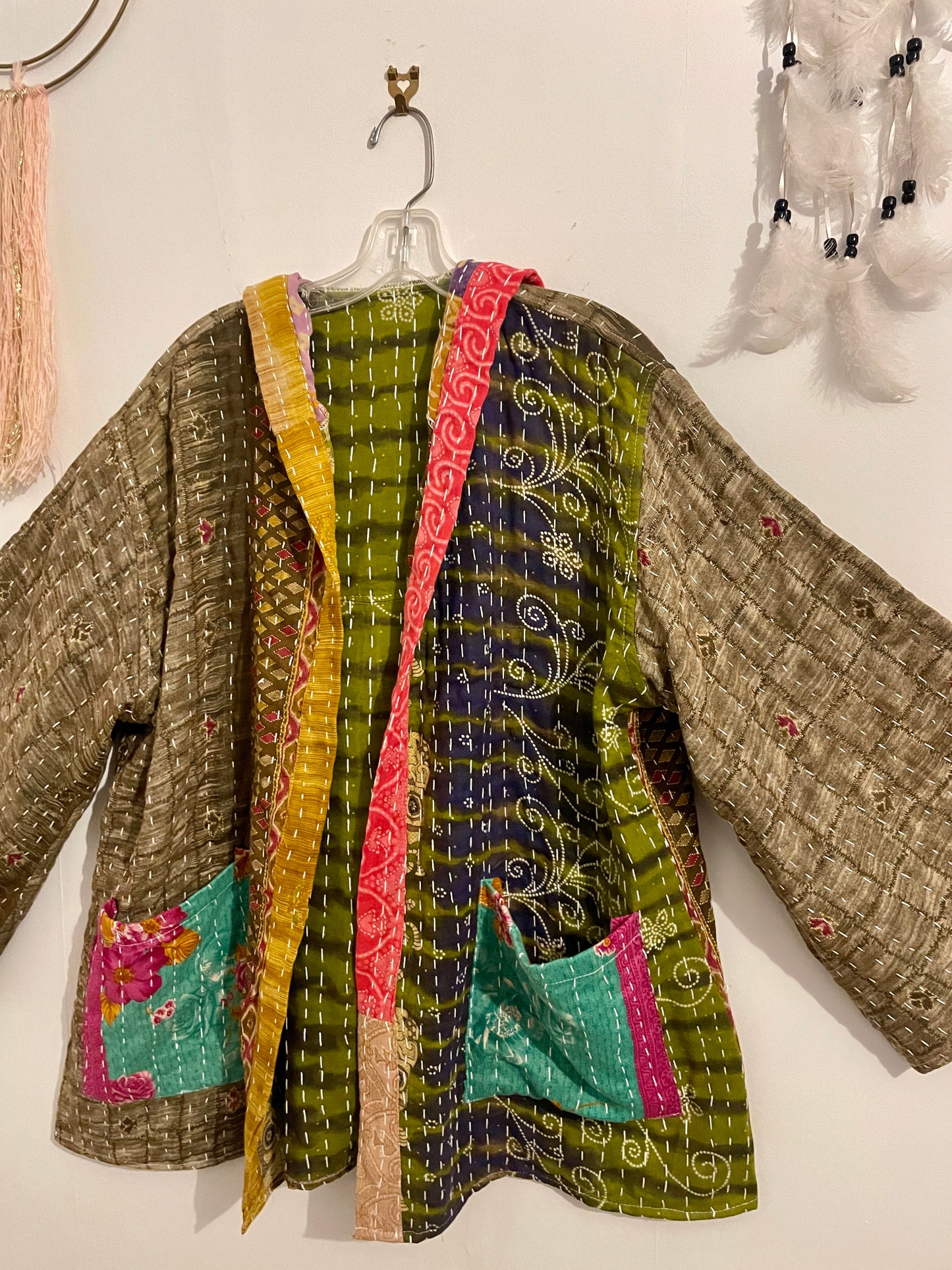 Unisex Vintage Kantha Hooded Jacket