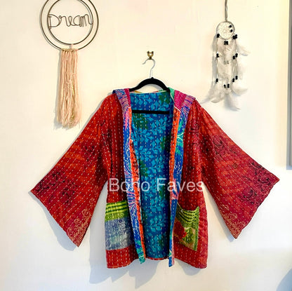 Unisex Vintage Kantha Hooded Jacket