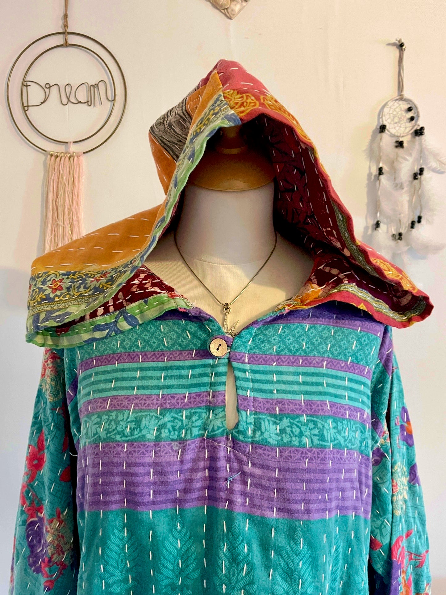 Vintage Reversible Kantha Hoodie