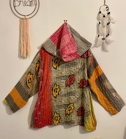 Vintage Reversible Kantha Hoodie