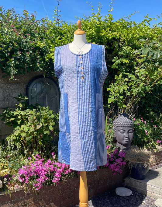 Vintage Reversible Kantha Straight Midi Dress