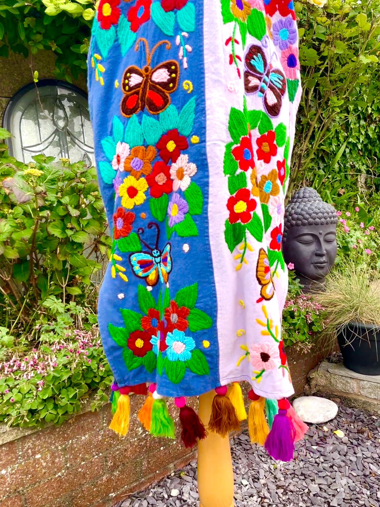 Vintage Thai Hand Embroidered Butterfly Dress