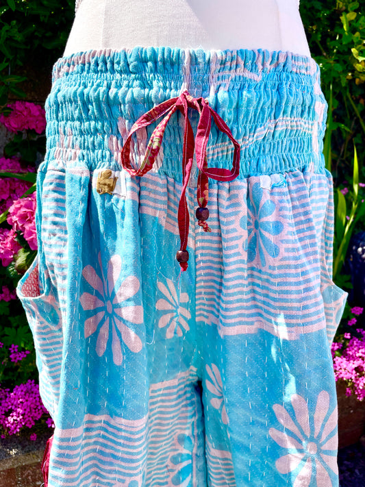 Vintage Kantha Cinched Palazzo Pants