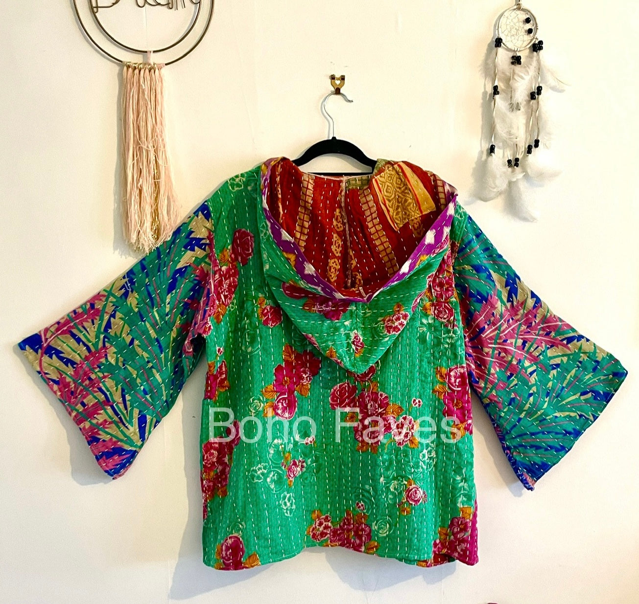 Unisex Vintage Kantha Hooded Jacket