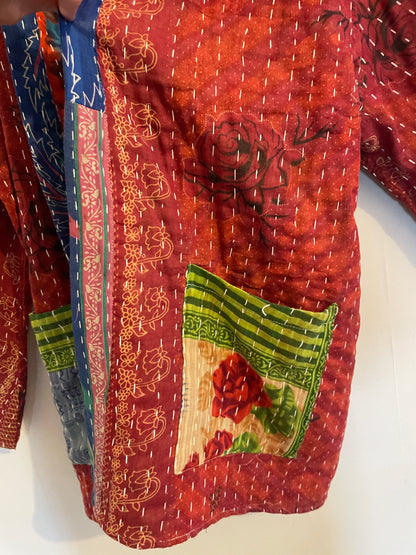 Unisex Vintage Kantha Hooded Jacket