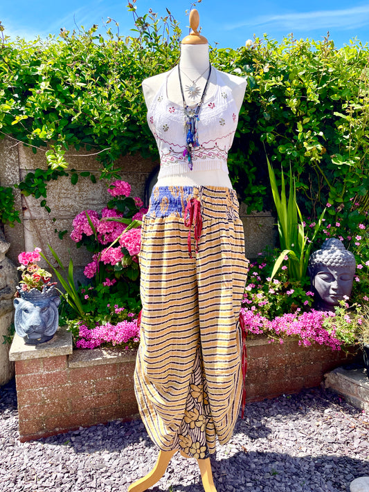 Vintage Kantha Cinched Palazzo Pants