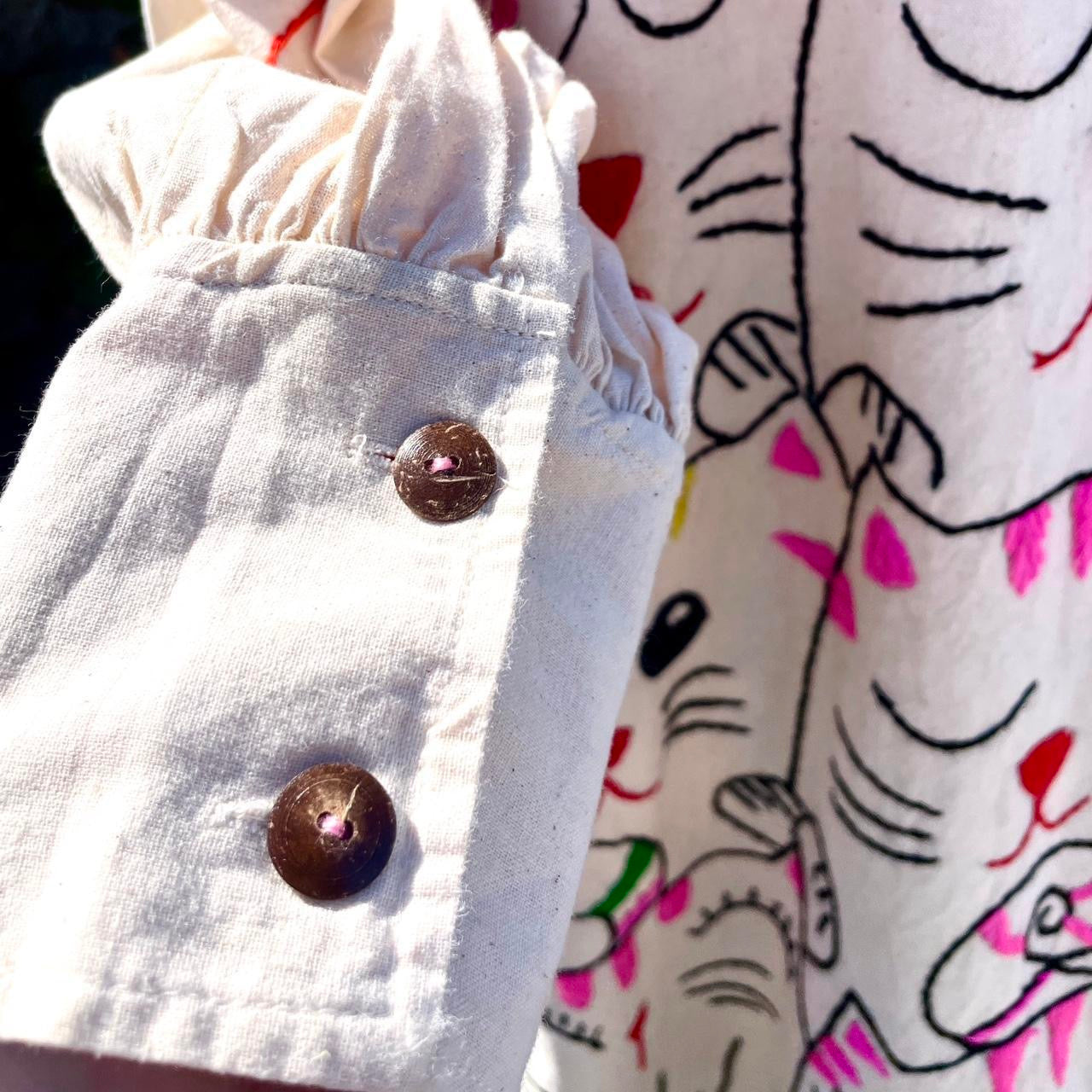 Vintage Hand Embroidered Cat Dress