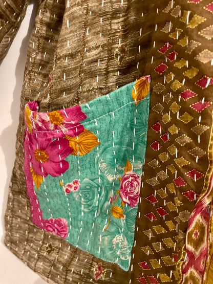 Unisex Vintage Kantha Hooded Jacket